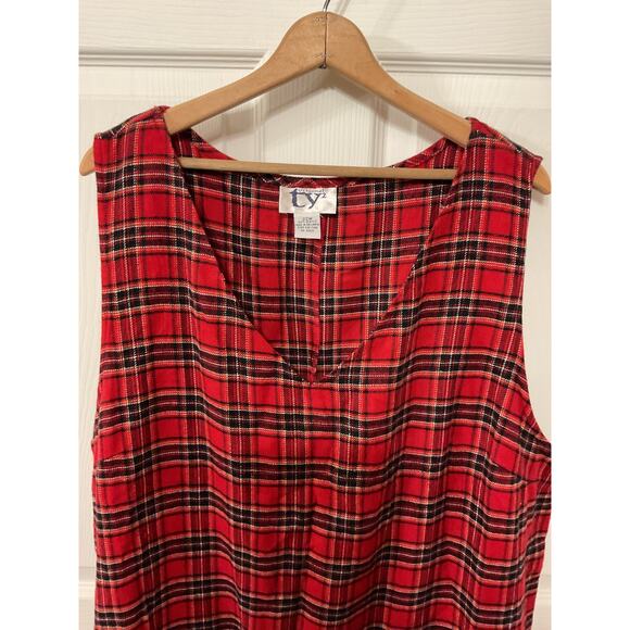 Vintage Original ty2 Red Plaid Cottagecore Academia Plus Jumper Maxi Dress,22W - Picture 2 of 7